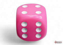 Chessex CHX25644 Opaque 16mm Pink/white D6 12-Dice display