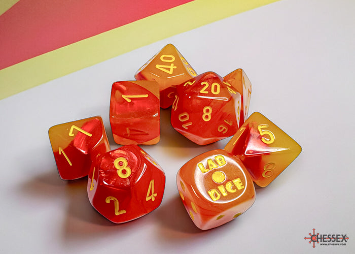Chessex CHX30051 Gemini Gellow-Red/yellow Luminary Polyhedral 7-Dice Set (with bonus die)