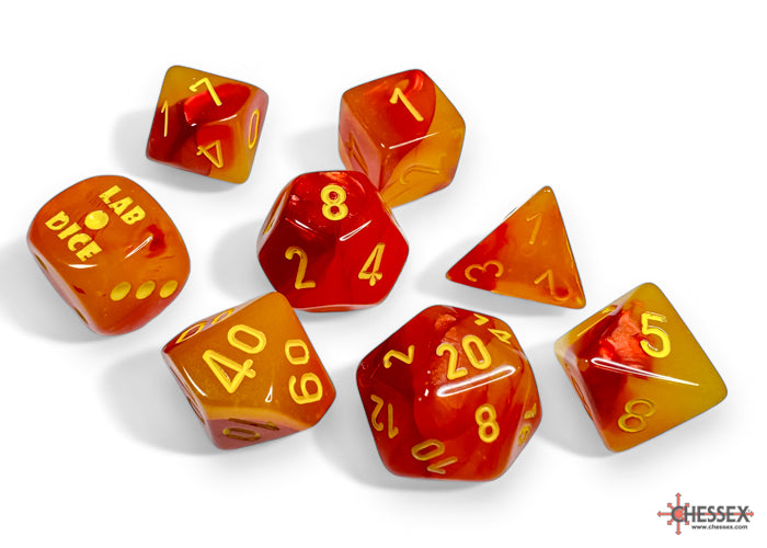 Chessex CHX30051 Gemini Gellow-Red/yellow Luminary Polyhedral 7-Dice Set (with bonus die)