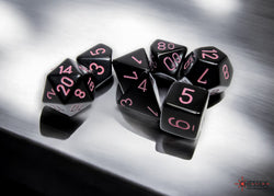 Chessex CHX25448 Opaque Black/pink Polyhedral 7-Dice Set