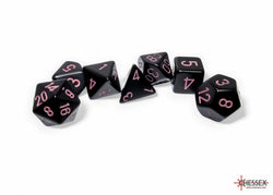 Chessex CHX25448 Opaque Black/pink Polyhedral 7-Dice Set