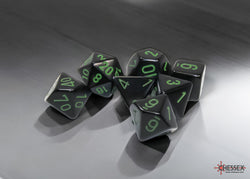 Chessex CHX25458 Opaque Black/green Polyhedral 7-Dice Set