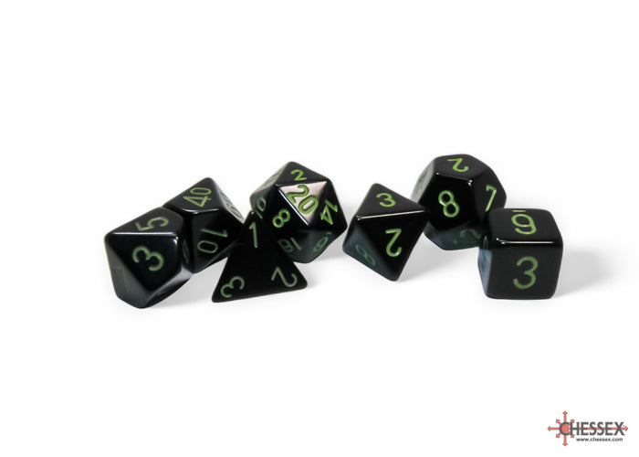 Chessex CHX25458 Opaque Black/green Polyhedral 7-Dice Set