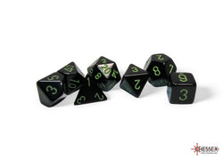 Chessex CHX25458 Opaque Black/green Polyhedral 7-Dice Set