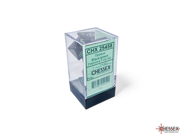 Chessex CHX25458 Opaque Black/green Polyhedral 7-Dice Set