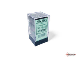 Chessex CHX25658 Opaque 16mm Black/green D6 12-Dice display