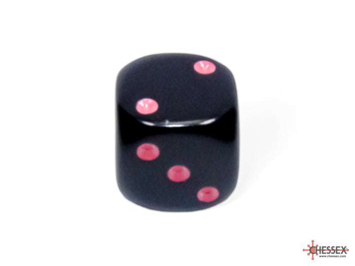 Chessex CHX25848 Opaque 12mm Black/pink D6 36-Dice display