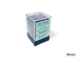Chessex CHX25858 Opaque 12mm Black/green D6 36-Dice display
