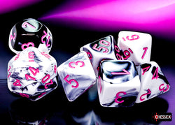 Chessex CHX26469 Gemini Plasma Black-White/pink Polyhedral 7-Dice Set