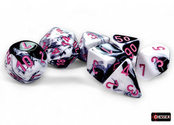 Chessex CHX26469 Gemini Plasma Black-White/pink Polyhedral 7-Dice Set