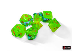 Chessex CHX26470 Gemini Plasma Green-teal/orange Polyhedral 7-Dice Set
