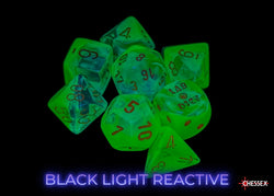 Chessex CHX26470 Gemini Plasma Green-teal/orange Polyhedral 7-Dice Set