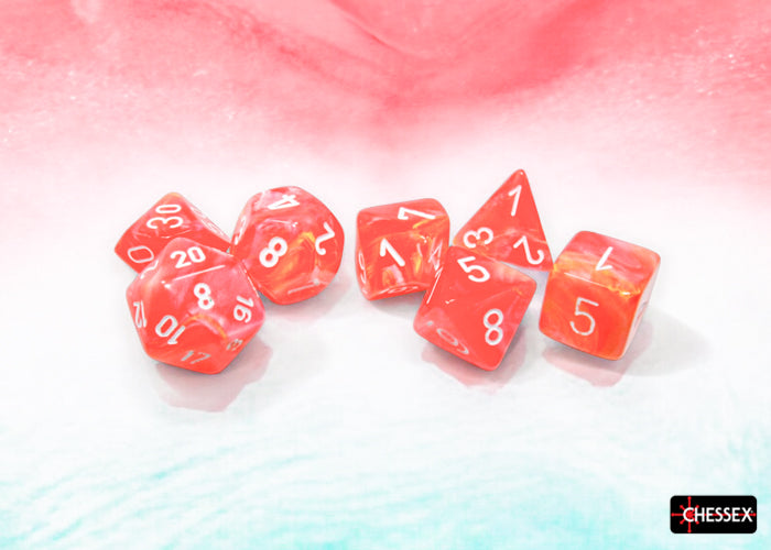 Chessex CHX27553 Festive Dahlia/white Luminary Polyhedral 7-Dice Set