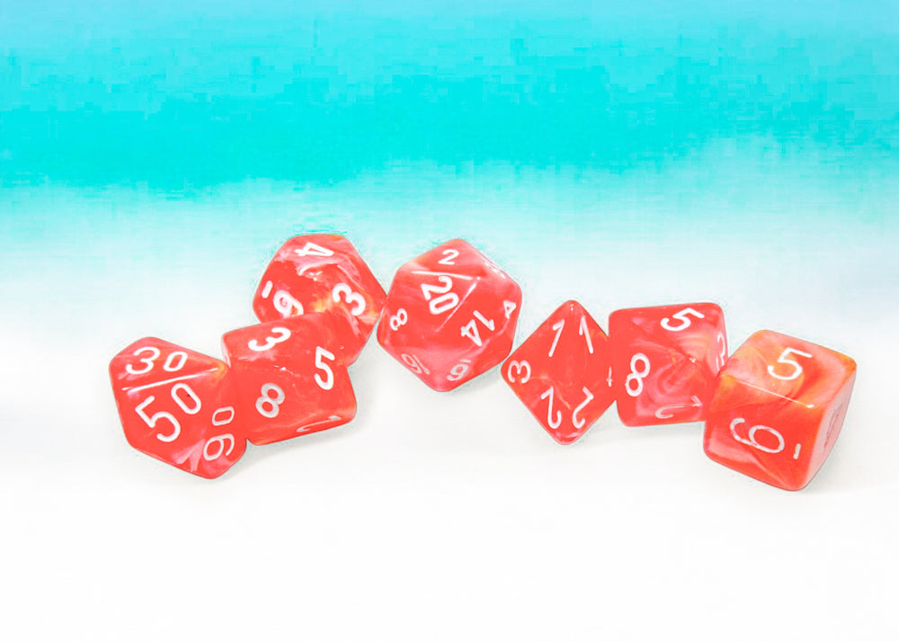 Chessex CHX27553 Festive Dahlia/white Luminary Polyhedral 7-Dice Set