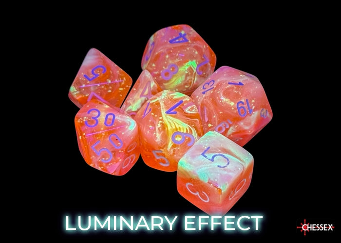 Chessex CHX27553 Festive Dahlia/white Luminary Polyhedral 7-Dice Set