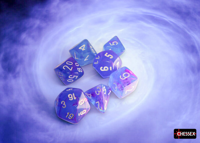 Chessex CHX27567 Nebula Aura/white Luminary Polyhedral 7-Dice Set