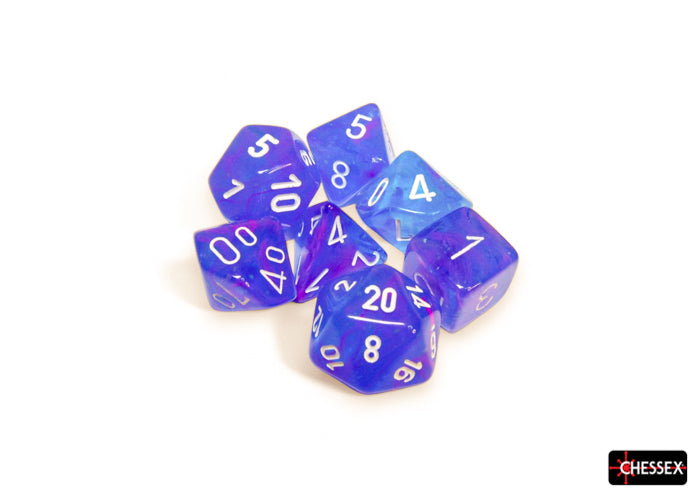 Chessex CHX27567 Nebula Aura/white Luminary Polyhedral 7-Dice Set