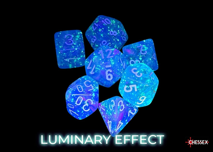 Chessex CHX27567 Nebula Aura/white Luminary Polyhedral 7-Dice Set