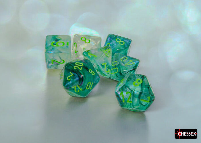 Chessex CHX27595 Borealis Kelp/light green Luminary Polyhedral 7-Dice Set