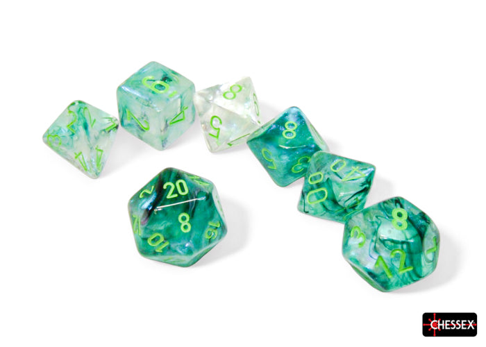 Chessex CHX27595 Borealis Kelp/light green Luminary Polyhedral 7-Dice Set