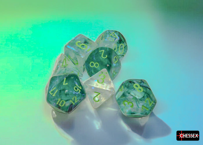 Chessex CHX27595 Borealis Kelp/light green Luminary Polyhedral 7-Dice Set