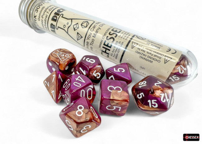 Chessex CHX30071 Gemini Copper-Purple/white Polyhedral 7-Die Set (with bonus die)