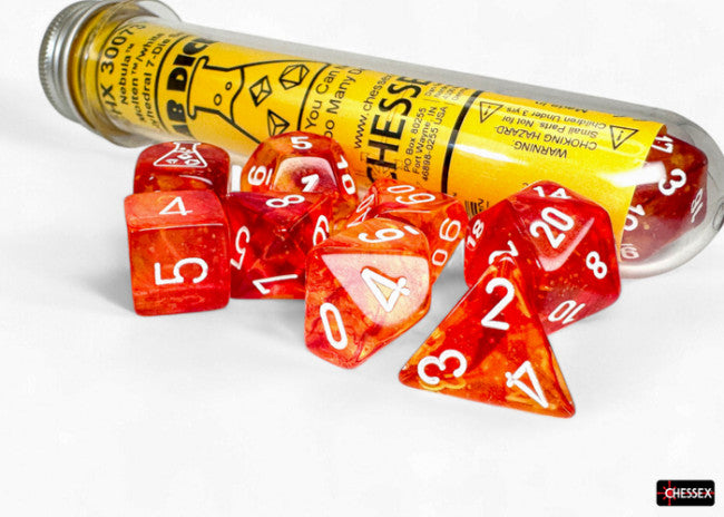 Chessex CHX30073 Nebula Molten/white Luminary Polyhedral 7-Die Set (with bonus die)