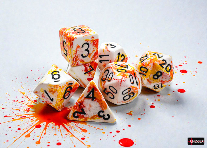 Chessex CHX24403 Brush Sunrise/black Polyhedral 7-Die Set