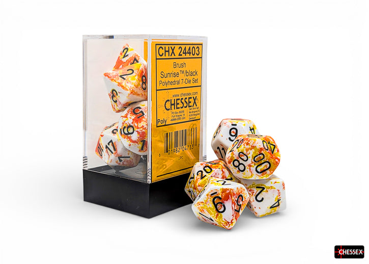 Chessex CHX24403 Brush Sunrise/black Polyhedral 7-Die Set