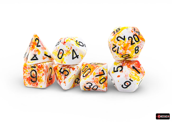 Chessex CHX24403 Brush Sunrise/black Polyhedral 7-Die Set