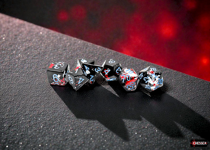 Chessex CHX24408 Brush Dark Side/Blue Polyhedral 7-Die Set