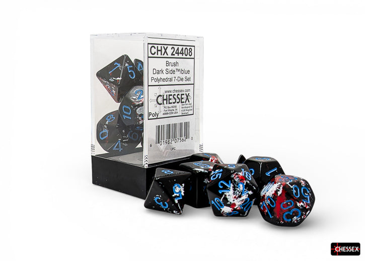 Chessex CHX24408 Brush Dark Side/Blue Polyhedral 7-Die Set