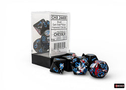 Chessex CHX24408 Brush Dark Side/Blue Polyhedral 7-Die Set