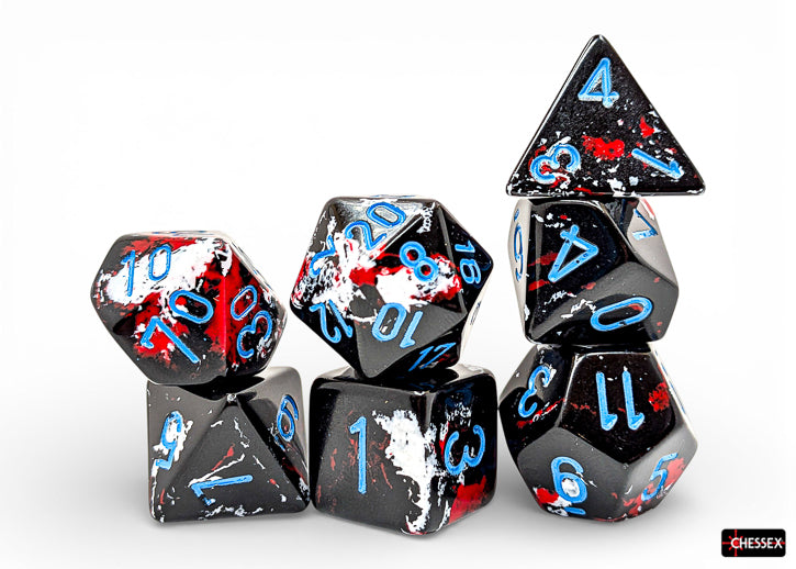 Chessex CHX24408 Brush Dark Side/Blue Polyhedral 7-Die Set