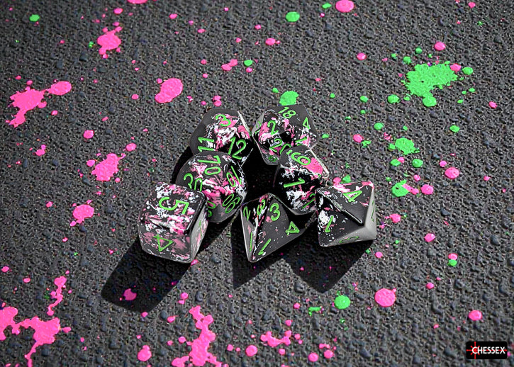Chessex CHX24414 Brush Paintball/Green Polyhedral 7-Die Set