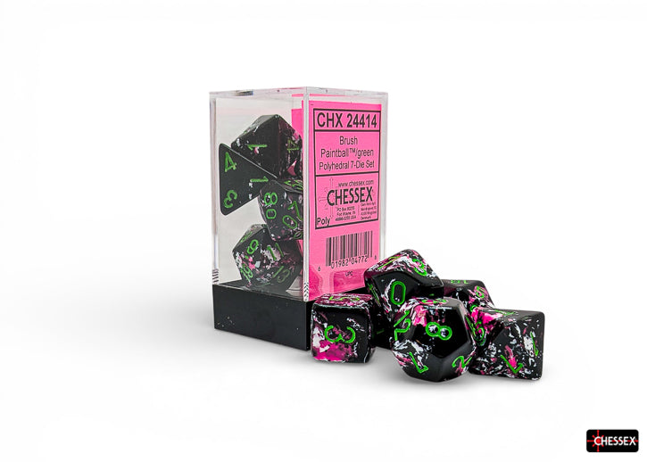 Chessex CHX24414 Brush Paintball/Green Polyhedral 7-Die Set