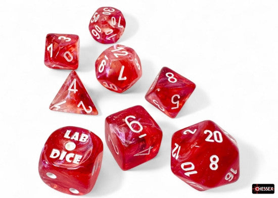 Chessex CHX30070 Borealis Passion/white Luminary Polyhedral 7-Die Set (with bonus die)