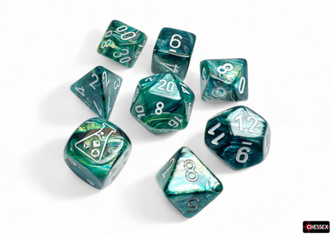 Chessex CHX30072 Lustrous Neptune/grey Polyhedral 7-Die Set (with bonus die)