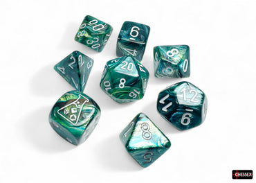 Chessex CHX30072 Lustrous Neptune/grey Polyhedral 7-Die Set (with bonus die)