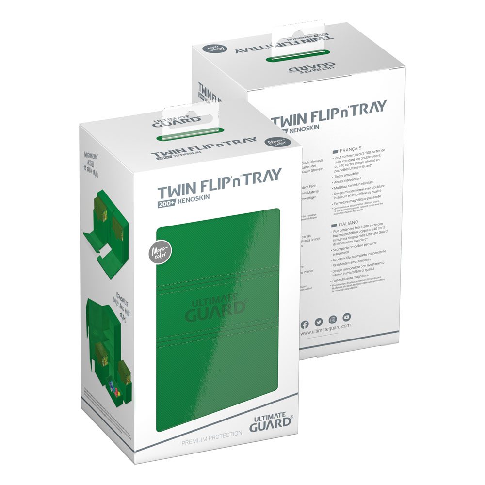 Ultimate Guard - Twin Flip n Tray 200+ XenoSkin Monocolor Green Deck Box
