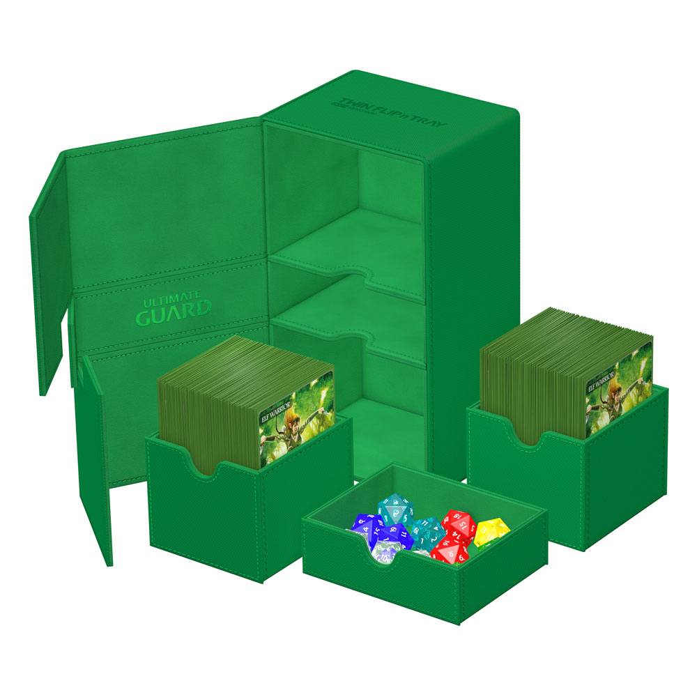 Ultimate Guard - Twin Flip n Tray 200+ XenoSkin Monocolor Green Deck Box