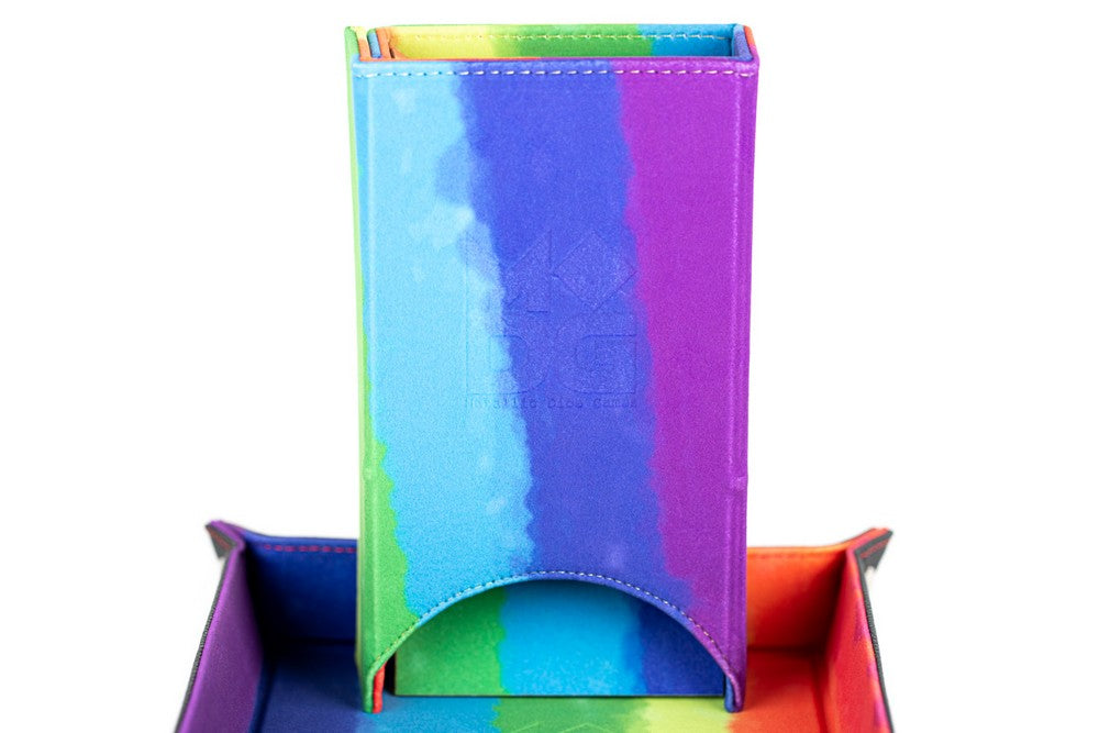 FanRoll - Fold Up Velvet Dice Tower (Watercolour Rainbow)