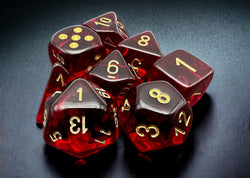 Chessex CHX30058 Translucent Crimson/gold Polyhedral 7-Die Set (with bonus die)