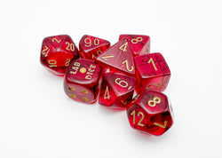 Chessex CHX30058 Translucent Crimson/gold Polyhedral 7-Die Set (with bonus die)