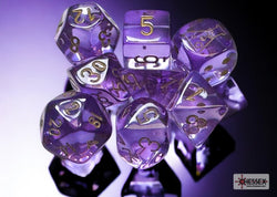 Chessex CHX30059 Translucent Lavender/gold Polyhedral 7-Die Set (with bonus die)