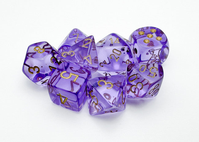 Chessex CHX30059 Translucent Lavender/gold Polyhedral 7-Die Set (with bonus die)