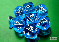 Chessex CHX30063 Translucent Tropical Blue/white Polyhedral 7-Die Set (with bonus die)