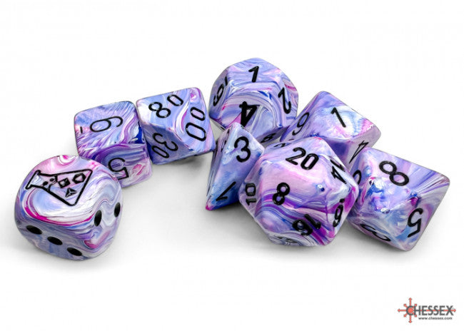 Chessex CHX30065 Festive Hydrangea/black Polyhedral 7-Die Set (with bonus die)
