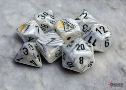 Chessex CHX30067 Marble Calcite/black Polyhedral 7-Die Set (with bonus die)