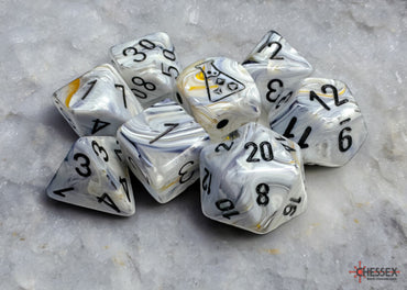 Chessex CHX30067 Marble Calcite/black Polyhedral 7-Die Set (with bonus die)